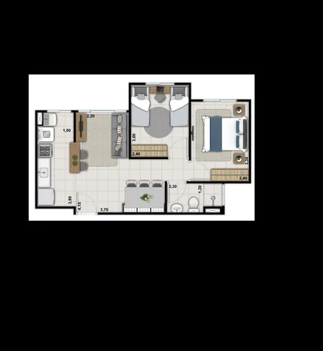Planta baixa apartamento 2 dormitorios