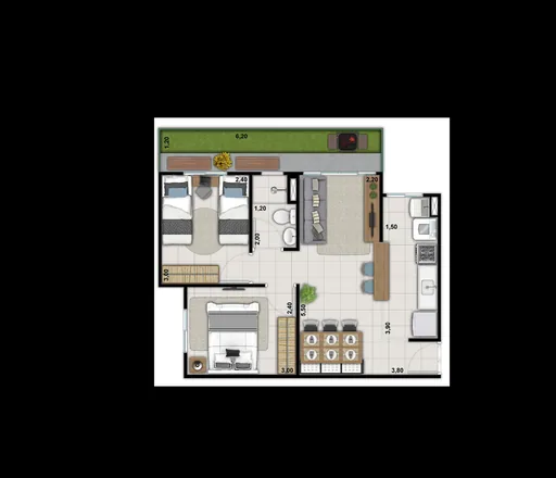 Planta baixa apartamento 2 quartos