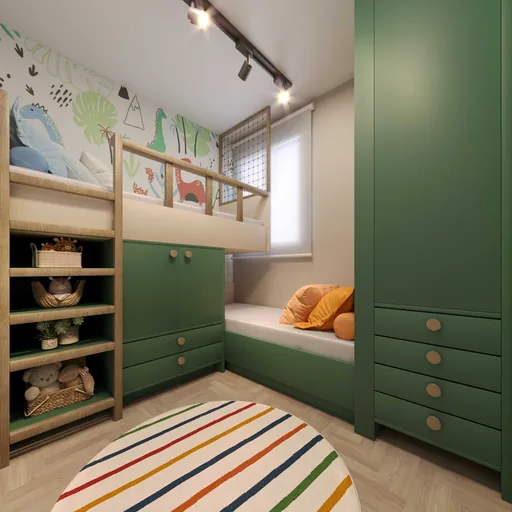 Quarto infantil beliche render decorado