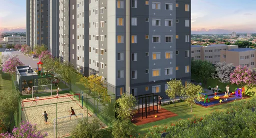 Render areas comuns quadra areia playground academia