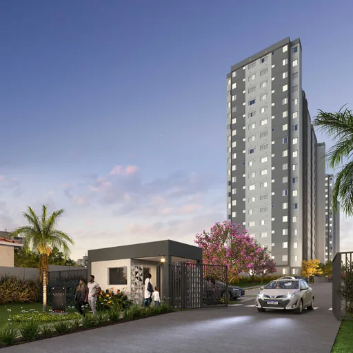 Render fachada entrada condominio crepusculo