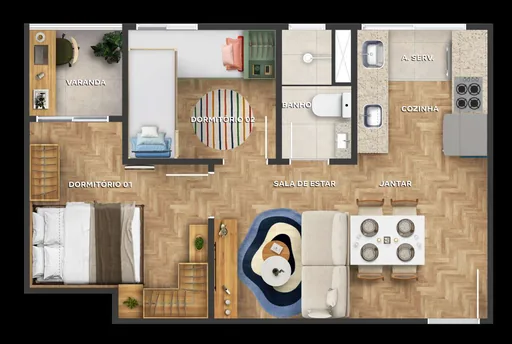 Planta apartamento dois dormitorios