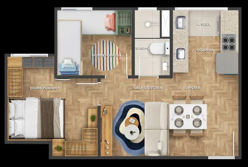 Planta apartamento dois dormitorios 2