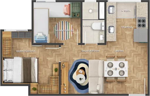 Planta apartamento dois dormitorios