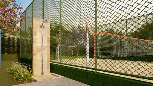 Quadra esportiva chuveiro externo render