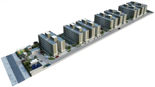 Implantacao 3d condominio blocos residenciais