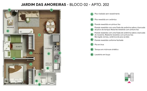 Planta apartamento 202 bloco02 jardim amoreiras