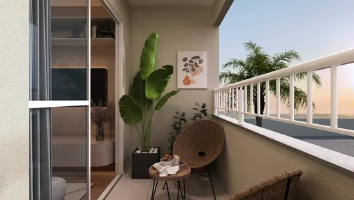 Varanda decorada render apartamento