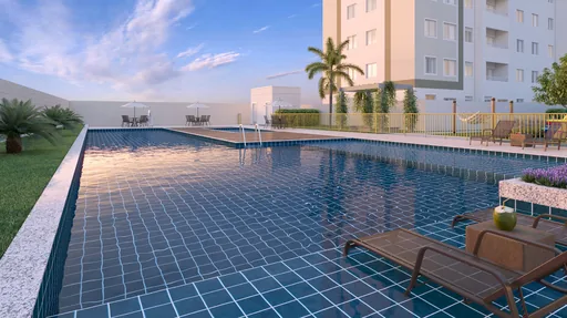 Piscina area lazer render empreendimento