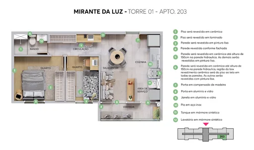 Planta apartamento 203 torre01 mirante da luz
