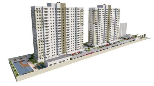 Render perspectiva condominio torres residenciais