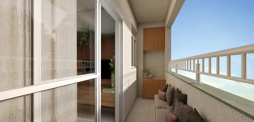 Varanda sacada render apartamento