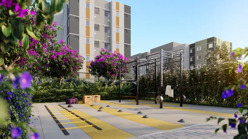 Area fitness externa condominio render