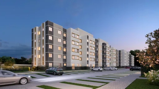 Fachada render blocos residenciais noite