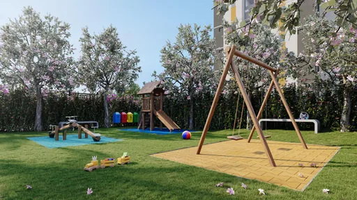 Playground infantil area lazer render