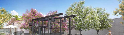 Area externa pergolado jardim render