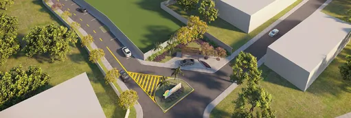 Render aerial entrada condominio