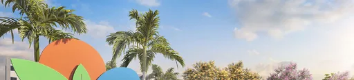 Render area externa palmeiras paisagismo