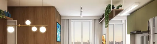 Render sala cozinha apartamento