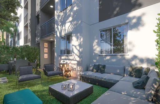 Area externa jardim lounge empreendimento