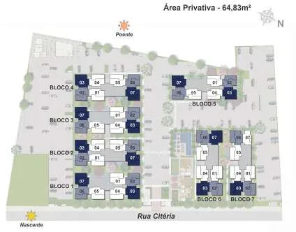 Implantacao blocos area privativa 64m2