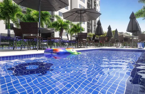 Piscina area lazer render empreendimento 3