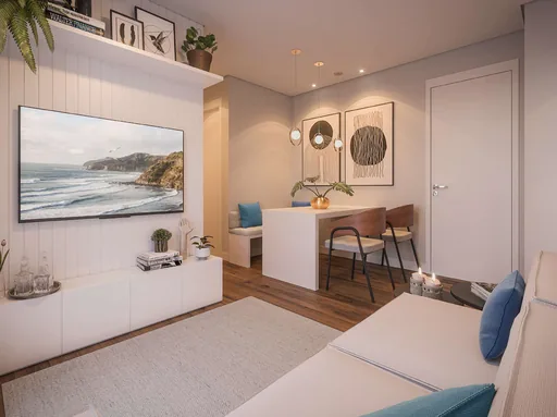 Render sala estar jantar apartamento