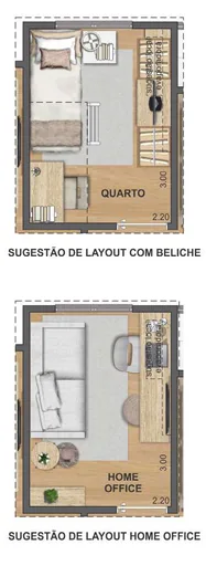 Sugestao layout quarto beliche home office