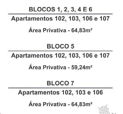 Tabela areas privativas blocos apartamentos 2