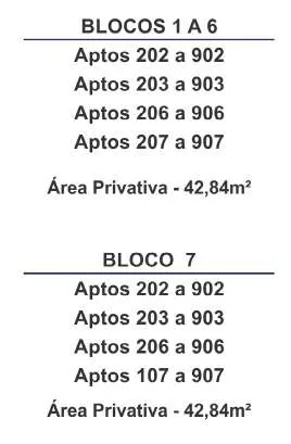 Tabela blocos apartamentos area privativa