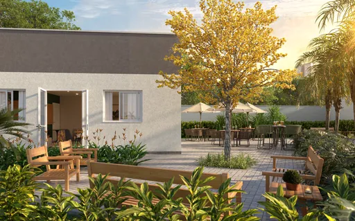 Area convivencia jardim externo render
