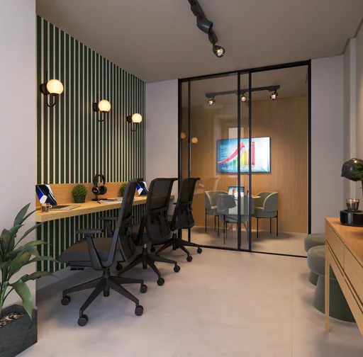 Coworking sala reuniao render interior