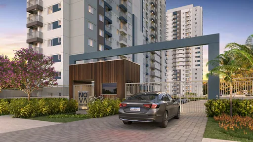 Entrada condominio portaria render