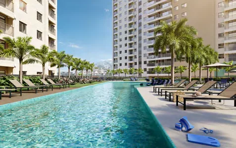 Piscina area lazer render empreendimento 2