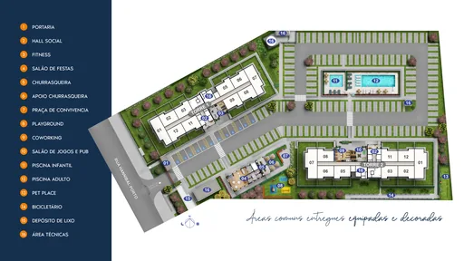 Implantacao condominio torres areas comuns