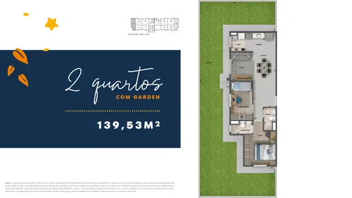 Planta 2quartos garden 139m2