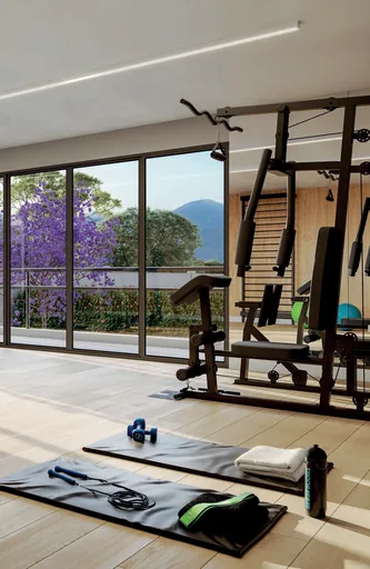 Academia fitness render noturno