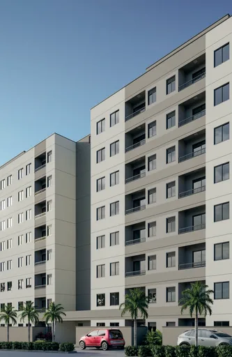 Fachada noturna render edificio