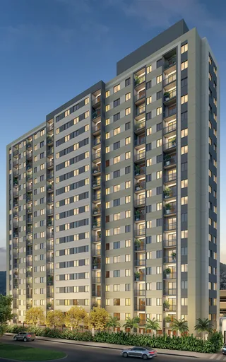 Fachada edificio render noturno