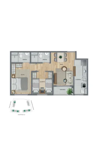 Planta apartamento suite quarto sala cozinha varanda