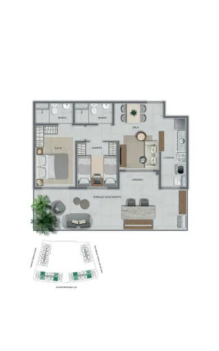 Planta apartamento suite varanda terraco