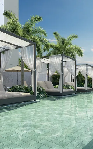 Render cabanas area lazer noturna