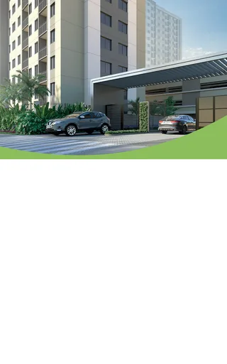 Render noturno entrada garagem edificio