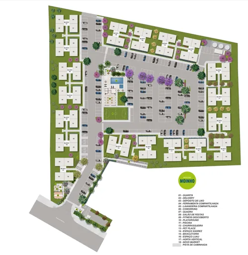 Implantacao condominio moinho blocos amenidades