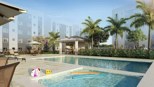 Piscina area lazer condominio render
