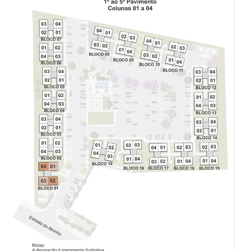 Planta implantacao blocos pavimentos colunas