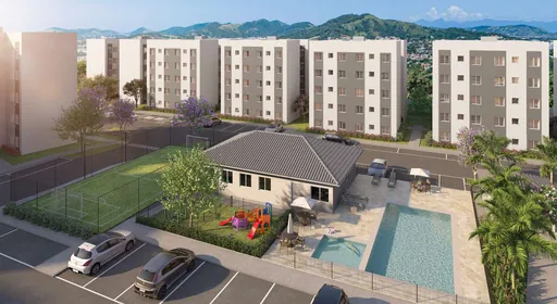 Render condominio piscina quadra playground fachada