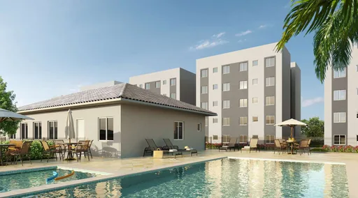 Render piscina area lazer condominio