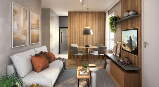 Render sala estar jantar apartamento