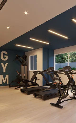 Academia gym area comum render